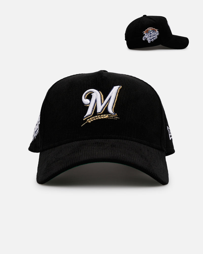 New Era New Era Milwaukee Brewers 'Black Cord' 9FORTY A-Frame Corduroy Snapback Black