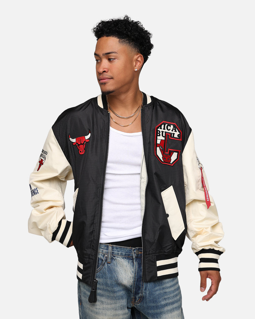 New Era X Alpha Industries Chicago Bulls L-2B Bomber Jacket Black ...