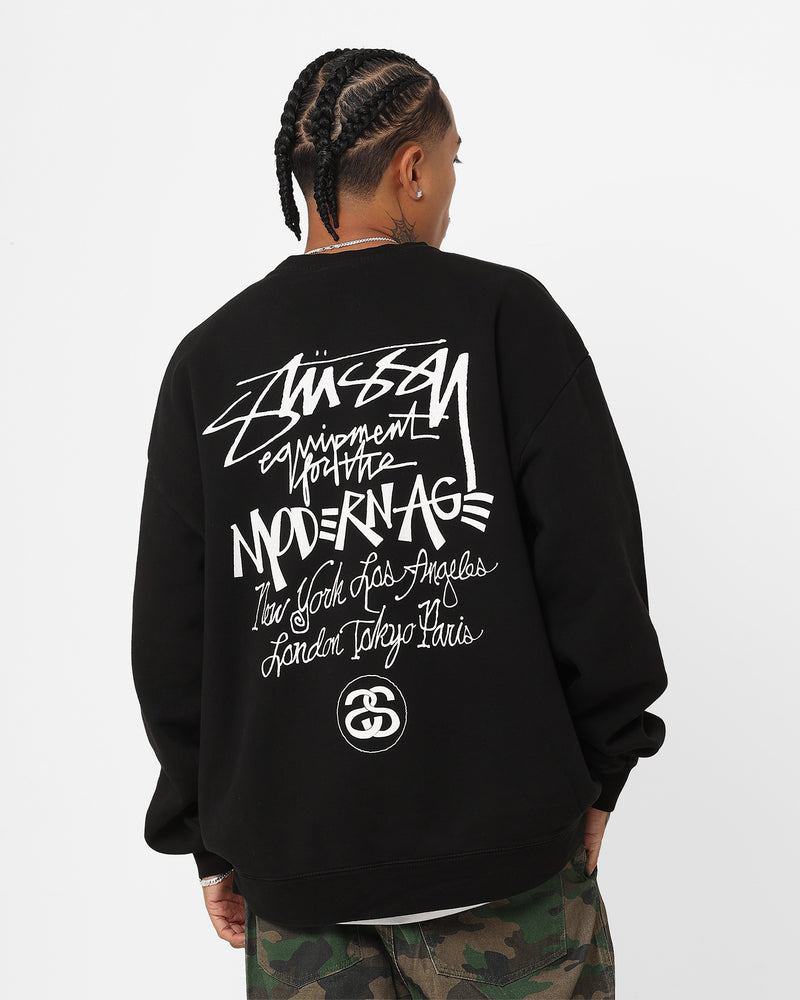 Stussy Modern Age 50-50 Crewneck Pigment Black | Culture Kings