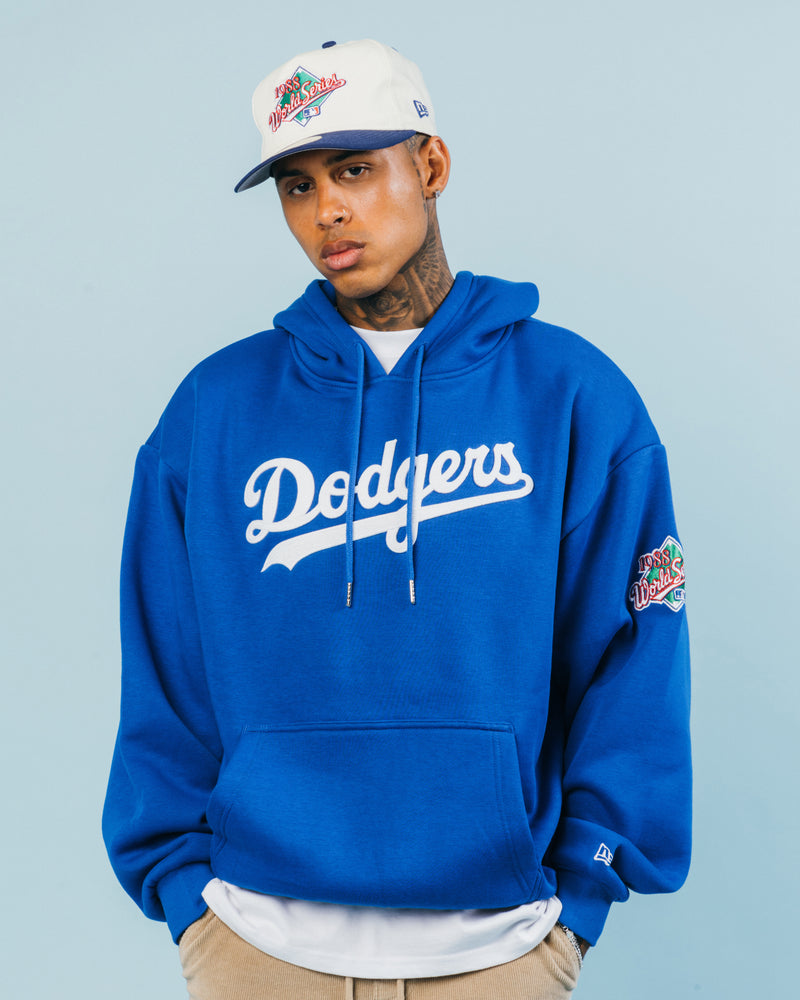 Classic Dodgers Cursive Front Logo Hoodie With Kangaroo Pocket As-is