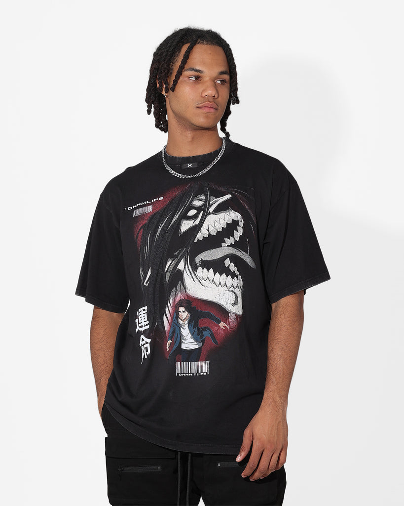 DXXMLIFE X Attack On Titan Eren Baggy Vintage T-Shirt Vintage Black ...