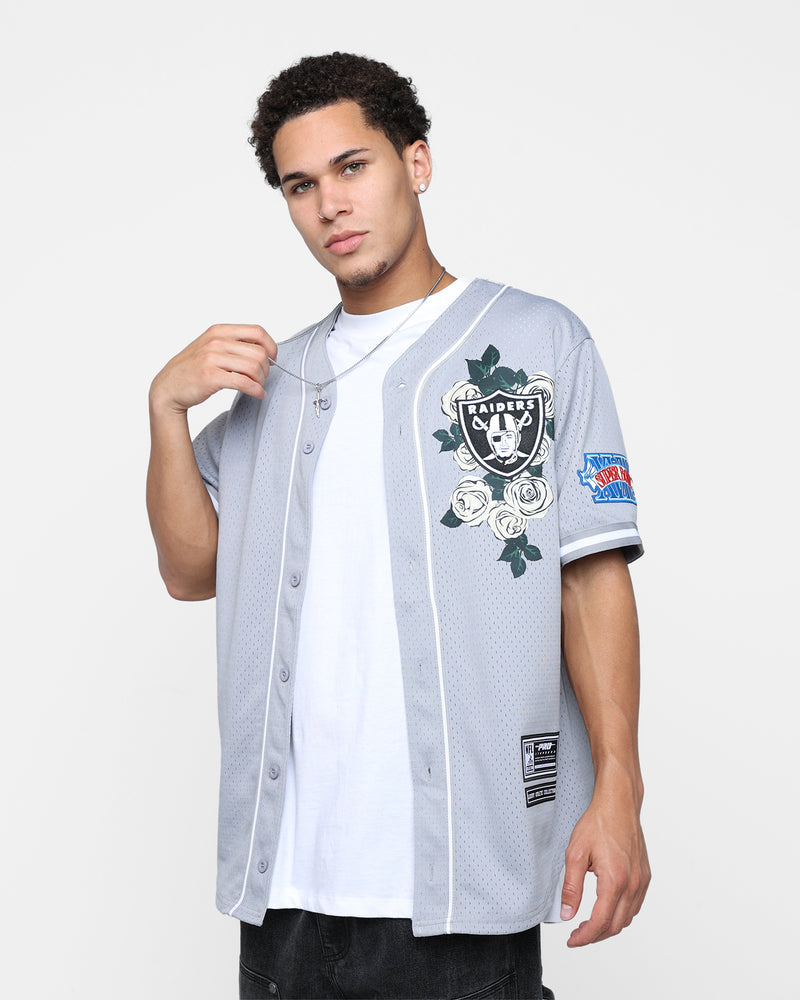 LAS VEGAS RAIDERS ROSES MESH BUTTON UP SHIRT (GRAY) – Pro Standard