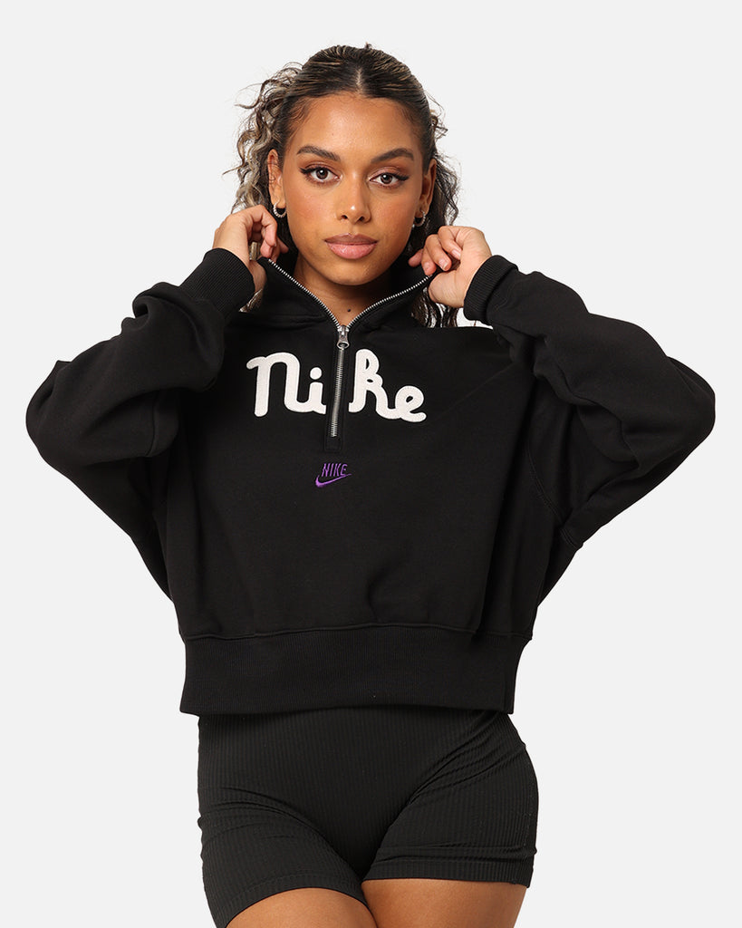 Nike Sportswear Phoenix Fleece Black Quarter Zip Crop Sweatshirt