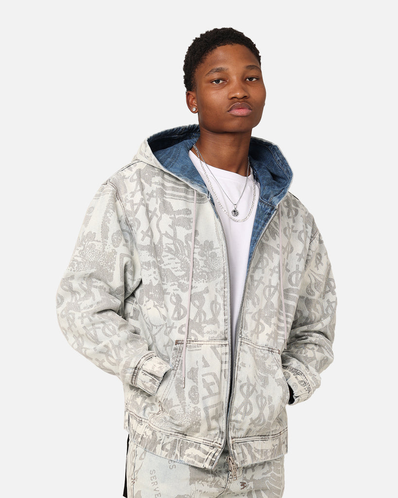 Ksubi Kollage Zip Hoodie Icey Denim 