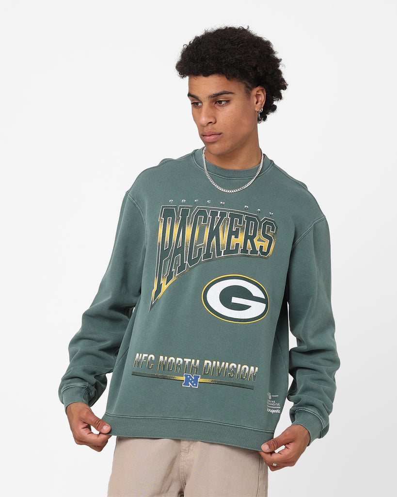 Majestic Athletic Green Bay Packers Arch Rise Crew Sweatshirt Dark Ced