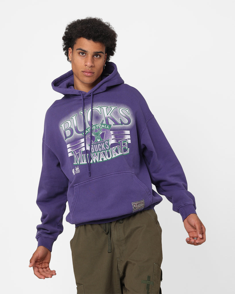 Milwaukee Bucks Hoodie  Mitchell & Ness Purple Retro Classic NBA Hooded  Sweatshirt