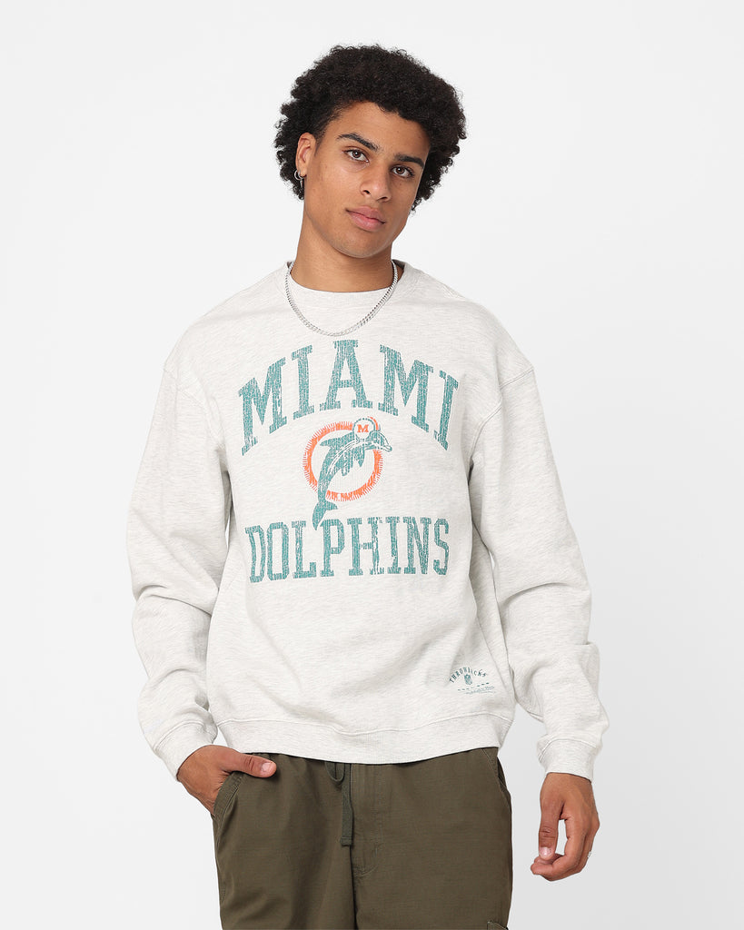 Mitchell & Ness Miami Dolphins Satin Infill Crewneck Silver Marle