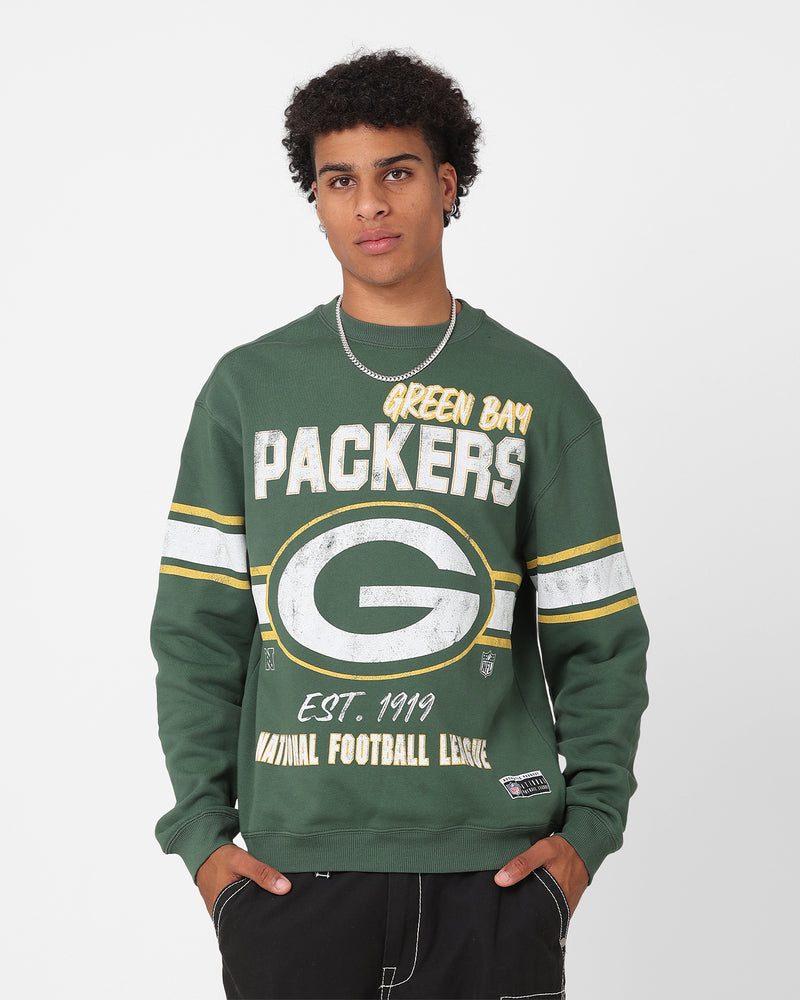 Majestic Athletic Green Bay Packers Arch Rise Crew Sweatshirt Dark Ced