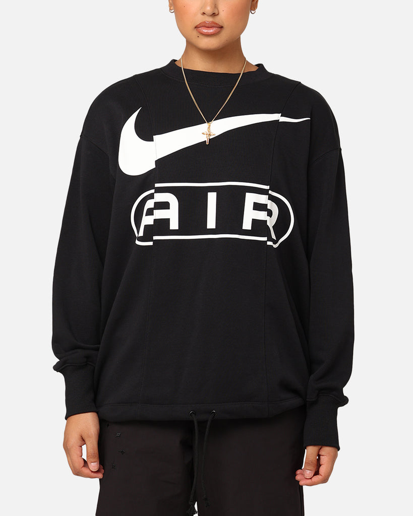 Nike Women s Sportswear Air Over Oversized Fleece Crewneck Black White Culture Kings