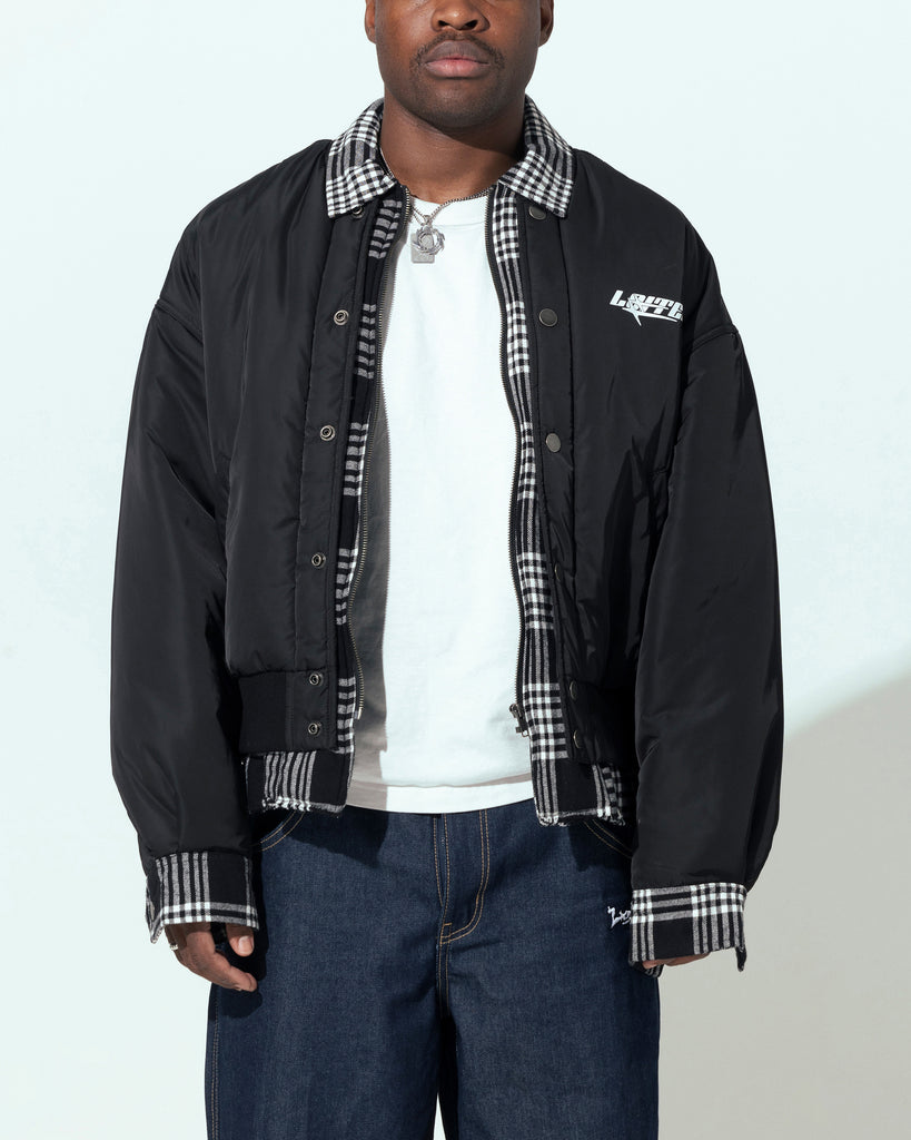 Loiter Shadow Layered Bomber Jacket Black | Culture Kings