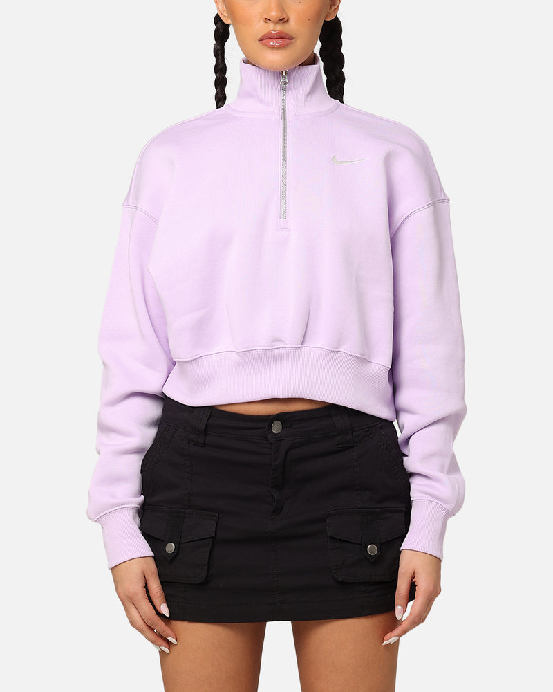 Nike Women's Sportswear Pheonix Fleece Cropped Half Zip Sweatshirt Violet Mist/Sail