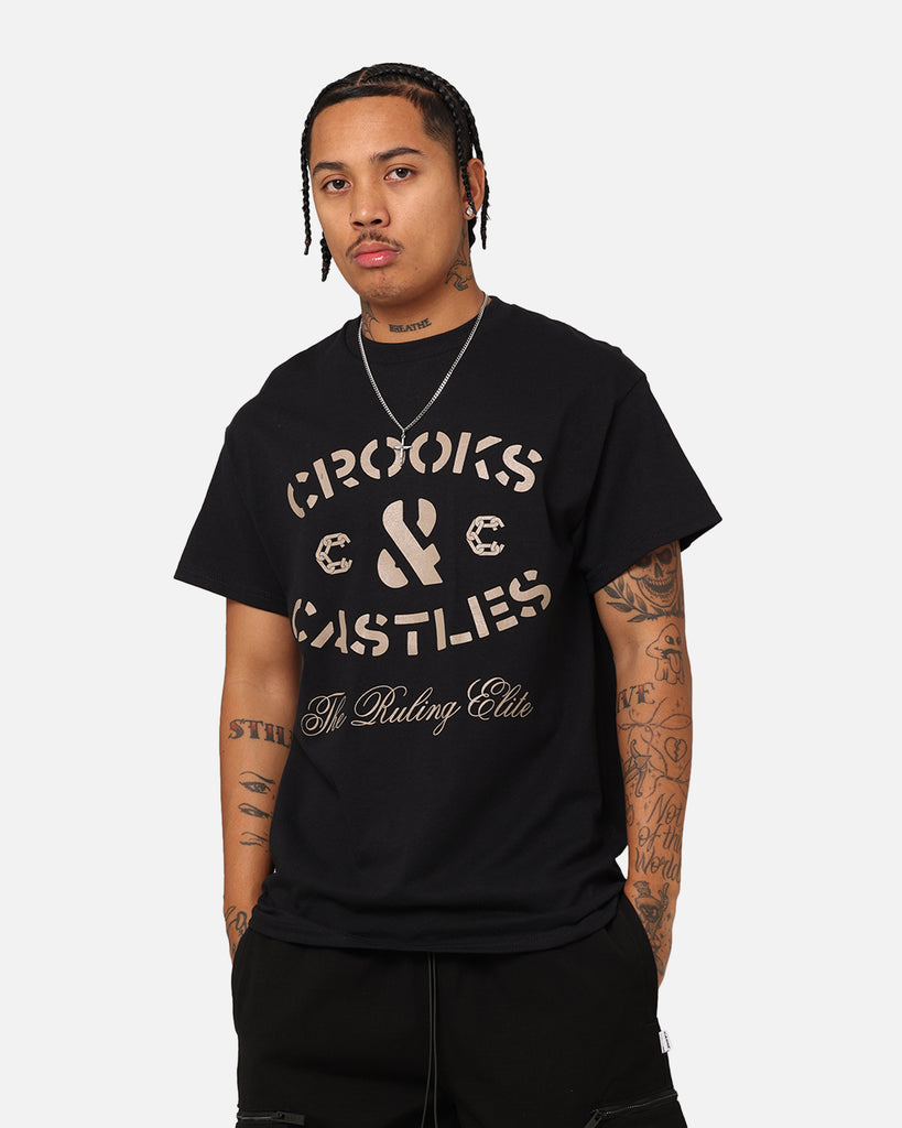 Crooks & Castles Stencil T-Shirt Black | Culture Kings