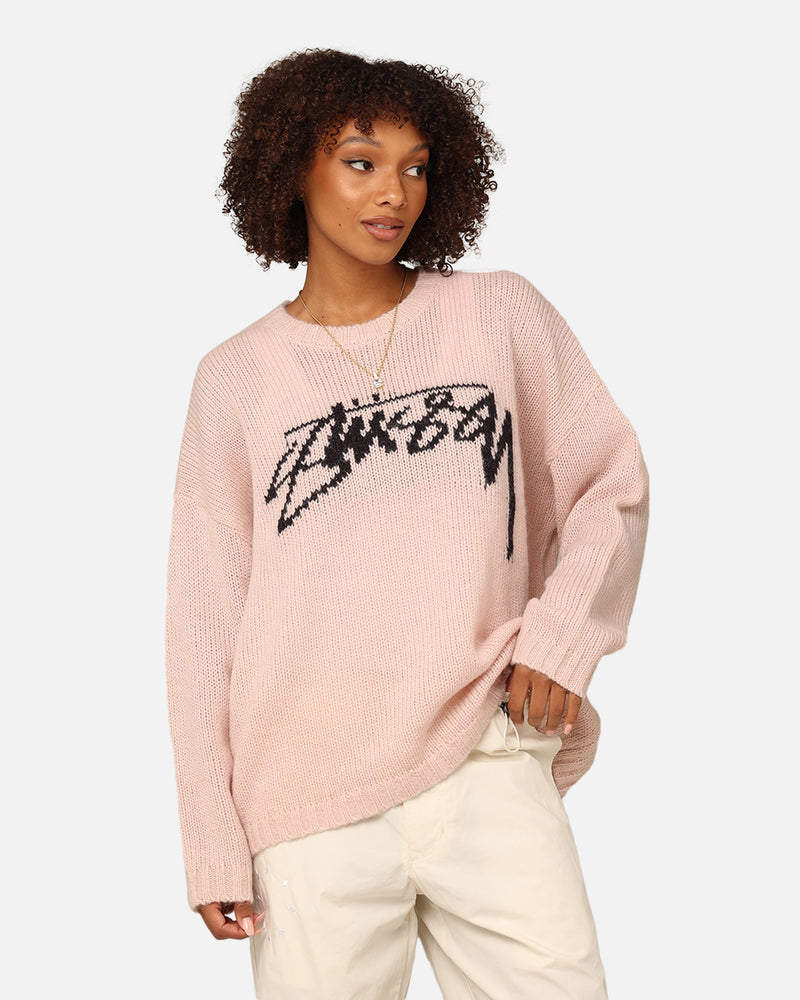 Stüssy Women's Smooth Stock Oversized Knitted Sweater Washed Pink