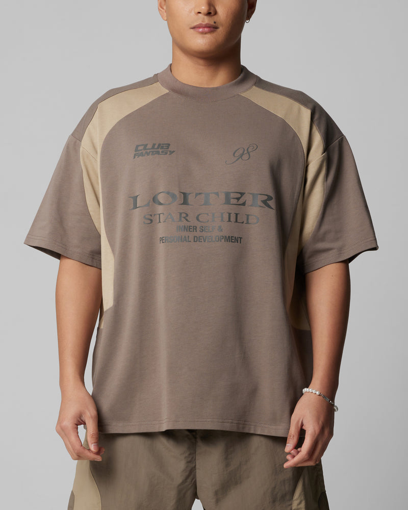 Loiter Subcultural Panel T-Shirt Brown