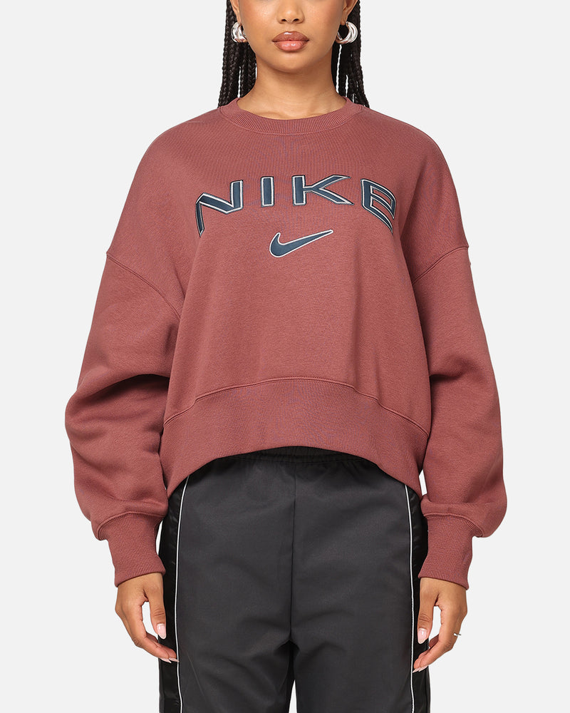 Nike Nike Women's Sportswear Pheonix Fleece Oversized Logo Crewneck Red Sepia/Platinum Violet