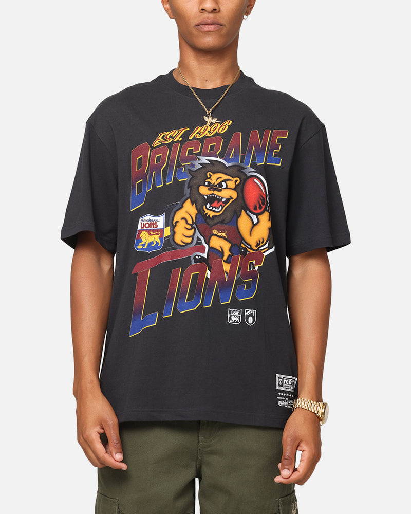 MITCHELL & NESS Brisbane Lions Mascot Character T-Shirt Faded Black