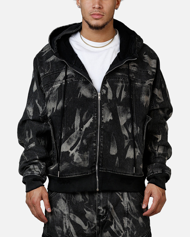 MNML MNML Double Denim Hood Bomb Jacket Black