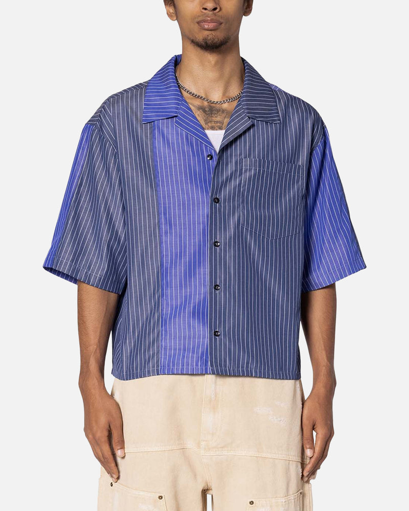 MNML MNML Cropped Panel Stripe Shirt Blue