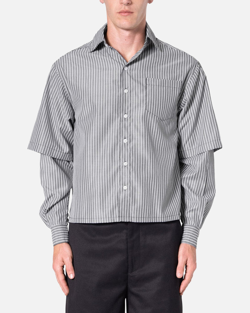 MNML MNML Double Layer Pinstripe Shirt Black