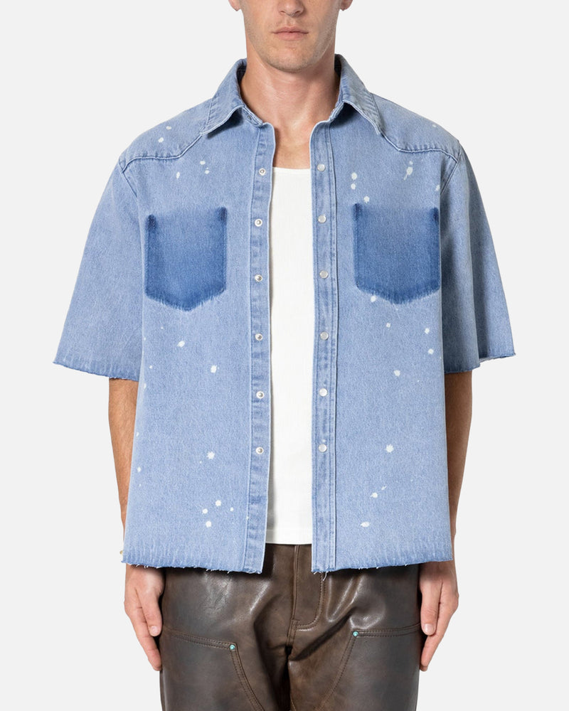 MNML MNML Washed Denim Button Up Shirt Blue