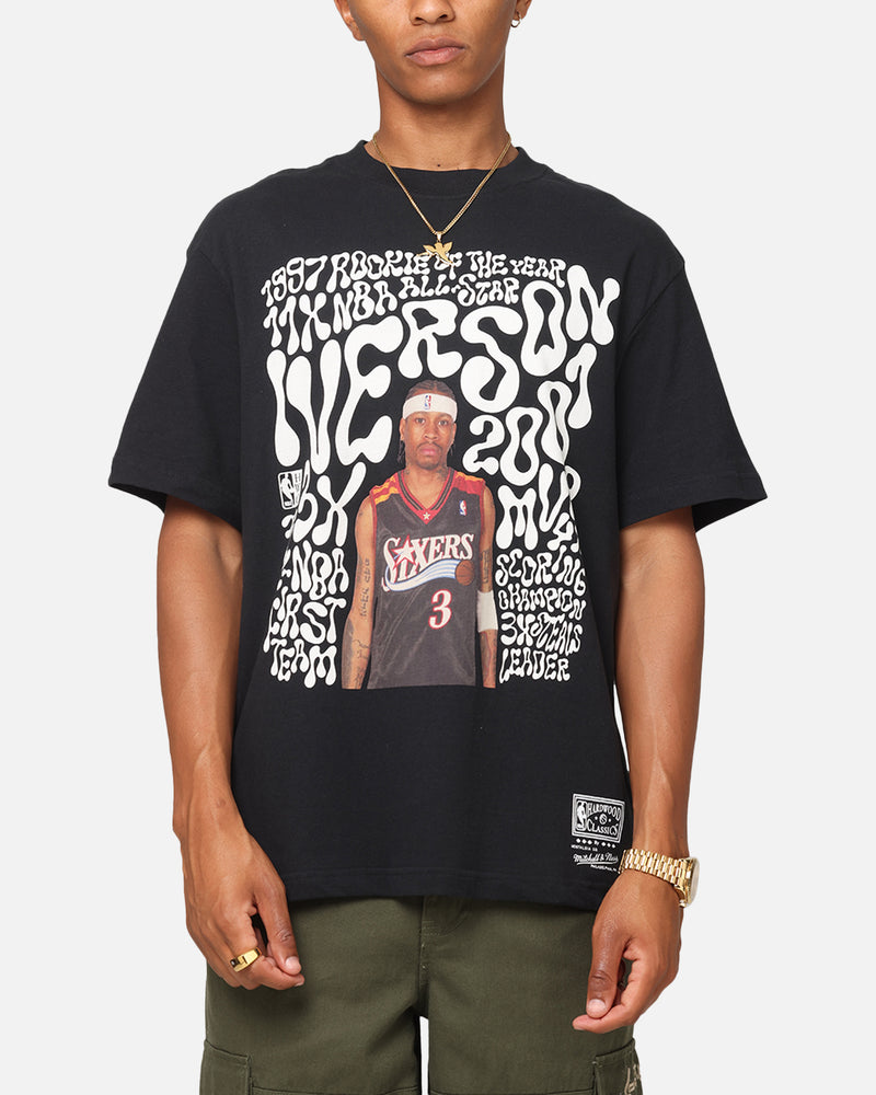 MITCHELL & NESS Mitchell & Ness Philadelphia 76ers Allen Iverson Player Abstract T-Shirt Faded Black