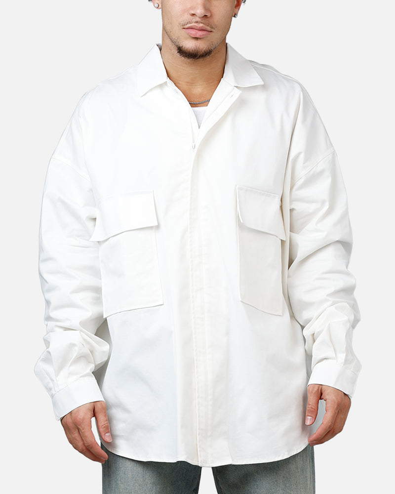 MNML MNML Oversized Cotton Button Up Shirt White