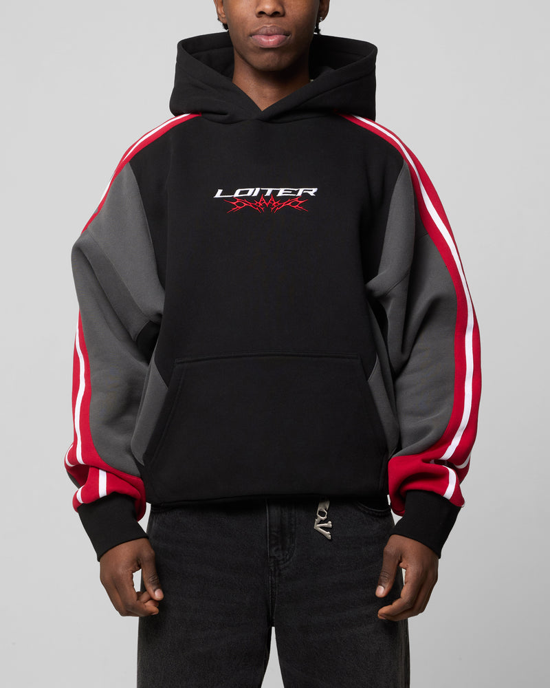 LOITER Loiter Hunter Patchwork Hoodie Black/Red