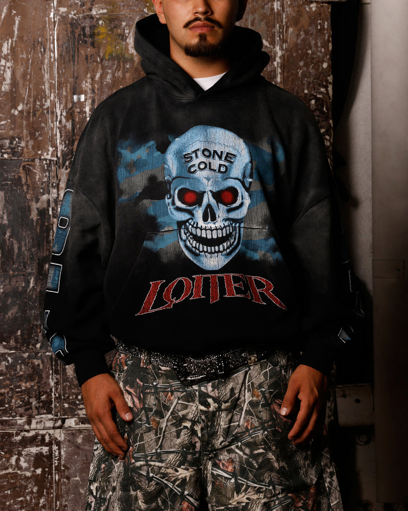 LOITER Loiter X WWE Stone Cold Premium Hoodie Vintage Black