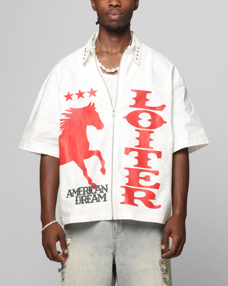 LOITER Loiter Rodeo Zip Up Shirt Off White