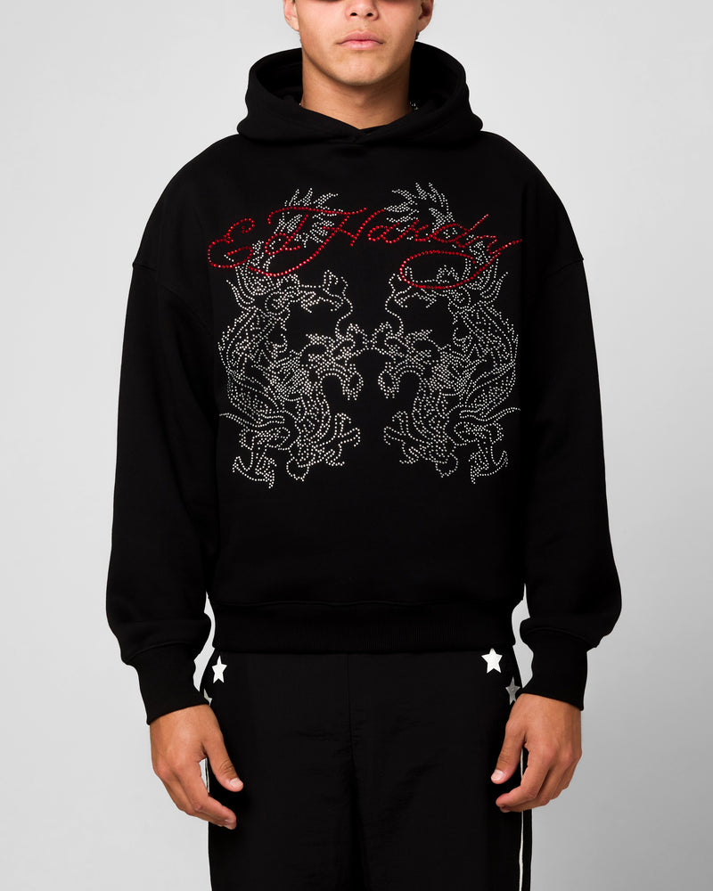 ED HARDY Ed Hardy Rhinestone Dragon Hoodie Black