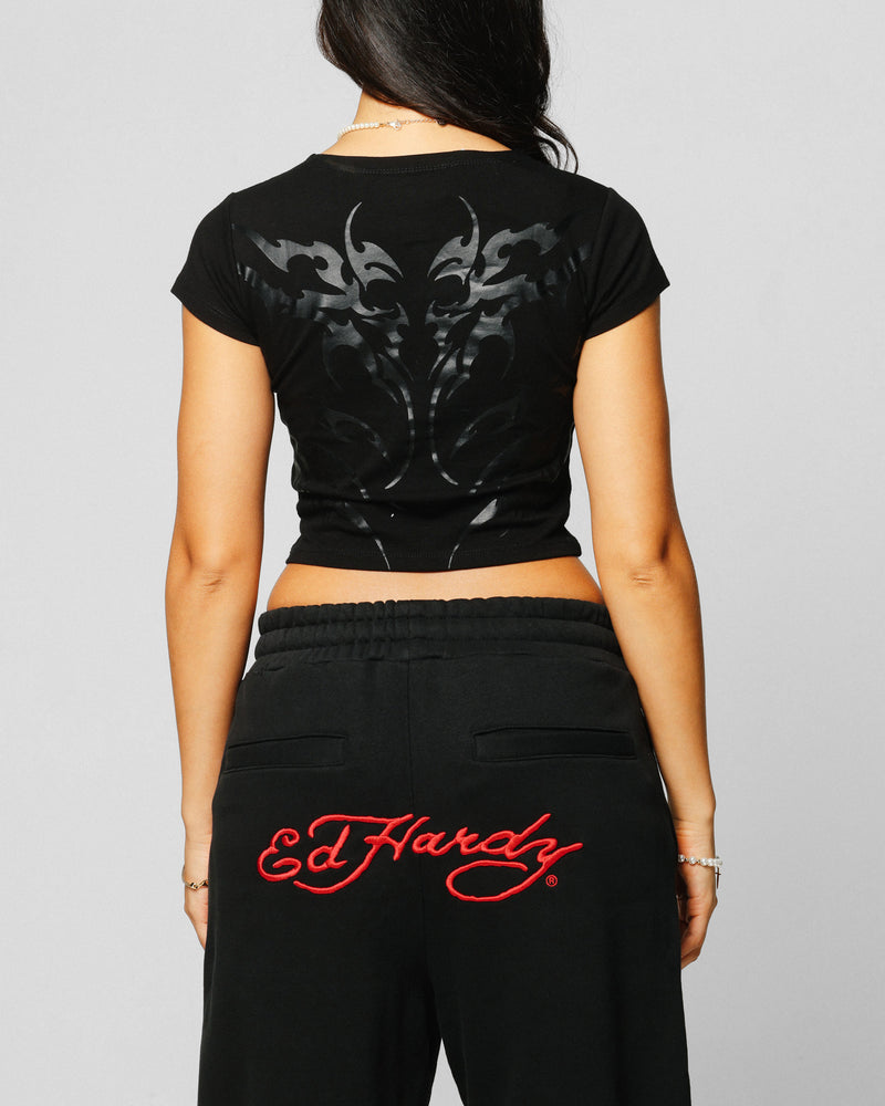 ED HARDY Ed Hardy Women's Techno Baby T-Shirt Vintage Black