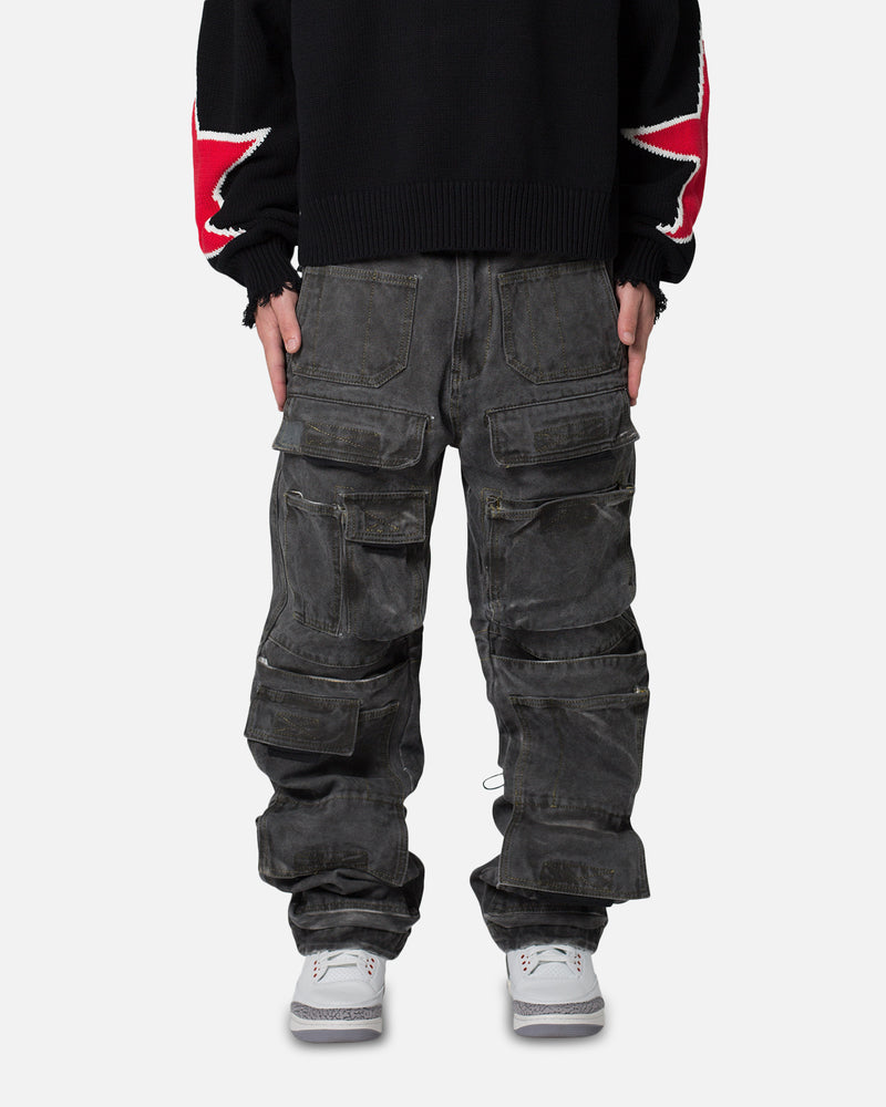 MNML Baggy Skater Cargo Denim Jeans Black