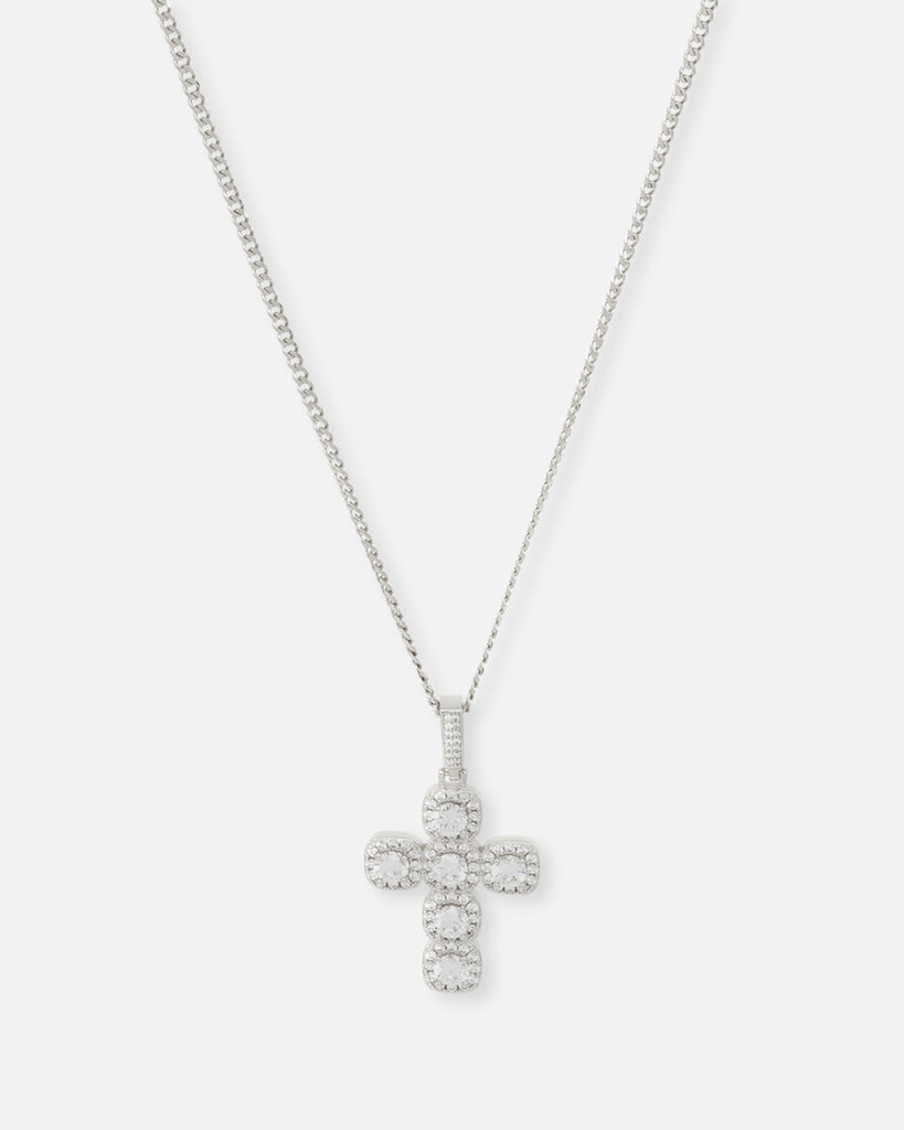 Saint Morta Iced Cushion Cross Pendant Iced White Gold | Culture Kings