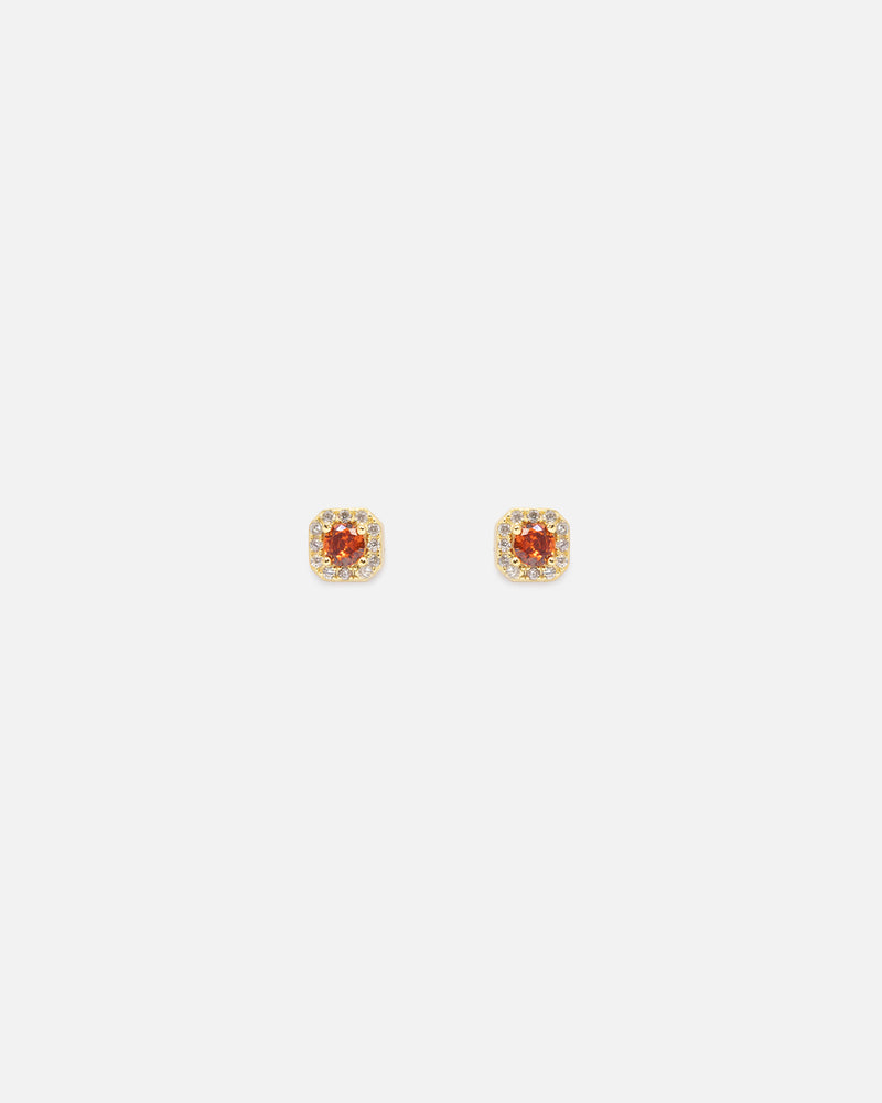 SAINT MORTA Saint Morta Mini Round Cut Halo Earrings Gold/Garnet