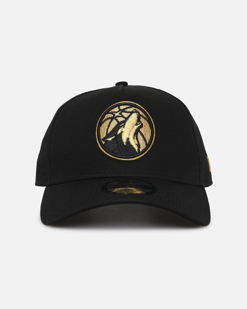 New Era New Era Minnesota Timberwolves 'NBA Black & Gold Embroidery' 9FORTY A-Frame Snapback Black/Gold