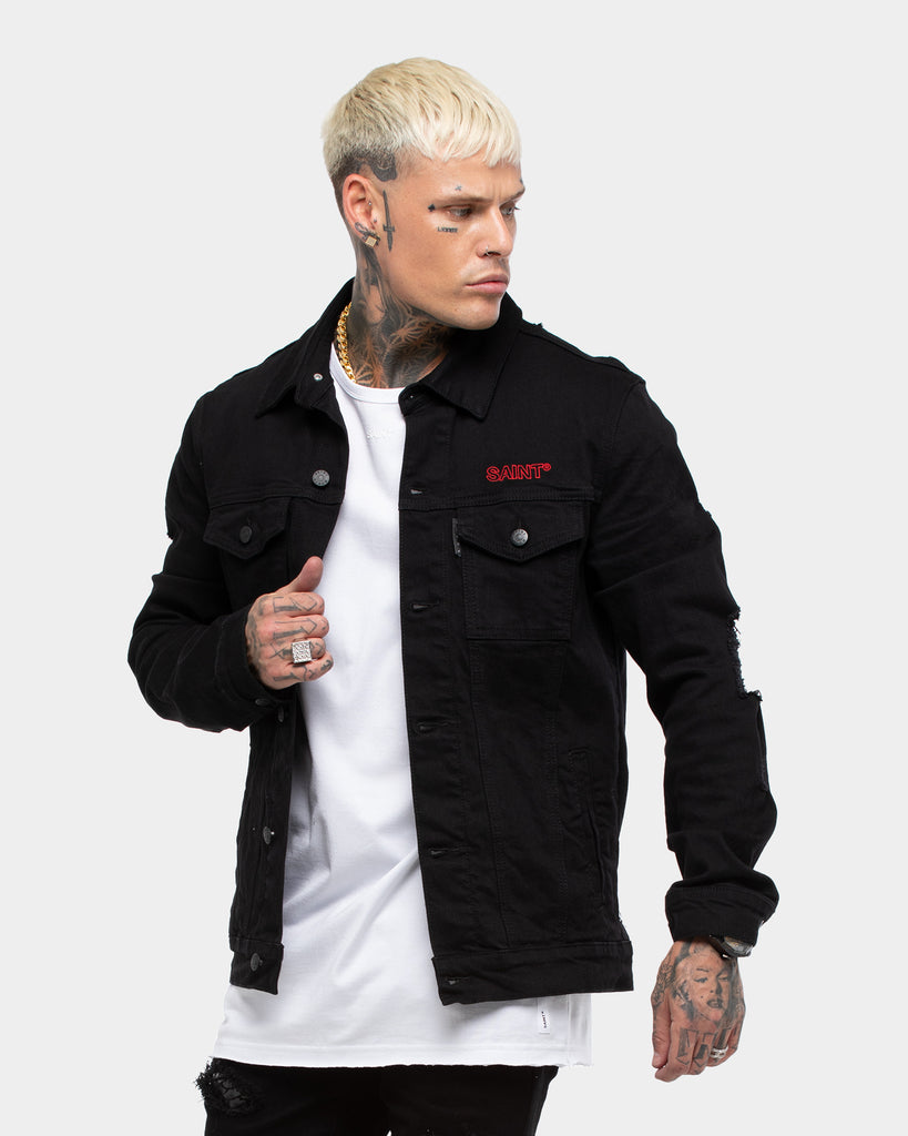 Saint Morta Men's Venom Denim Jacket Black/Red | Culture Kings