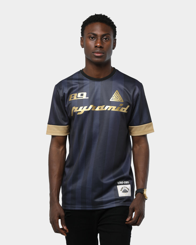 Black Pyramid Vert Stripe Soccer Jersey Black/Gold | Culture Kings