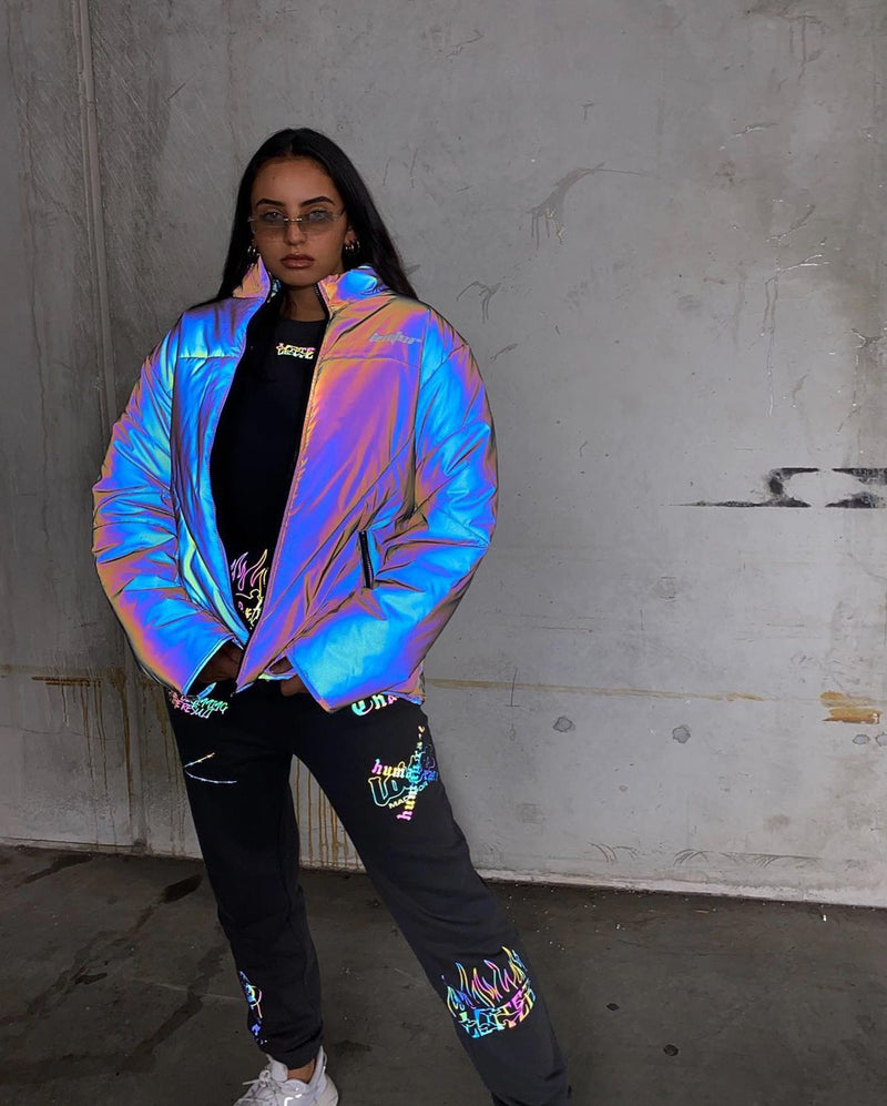 Holographic Puffer - Holographic Jacket - Rainbow Jacket - Iridescent Jacket  - Reflective Jacket - Reflective Puffer Jacket - Puffer Jacket