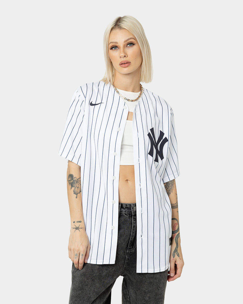 New York Yankees Women's All Over Logos Button-Up Shirt - Navy