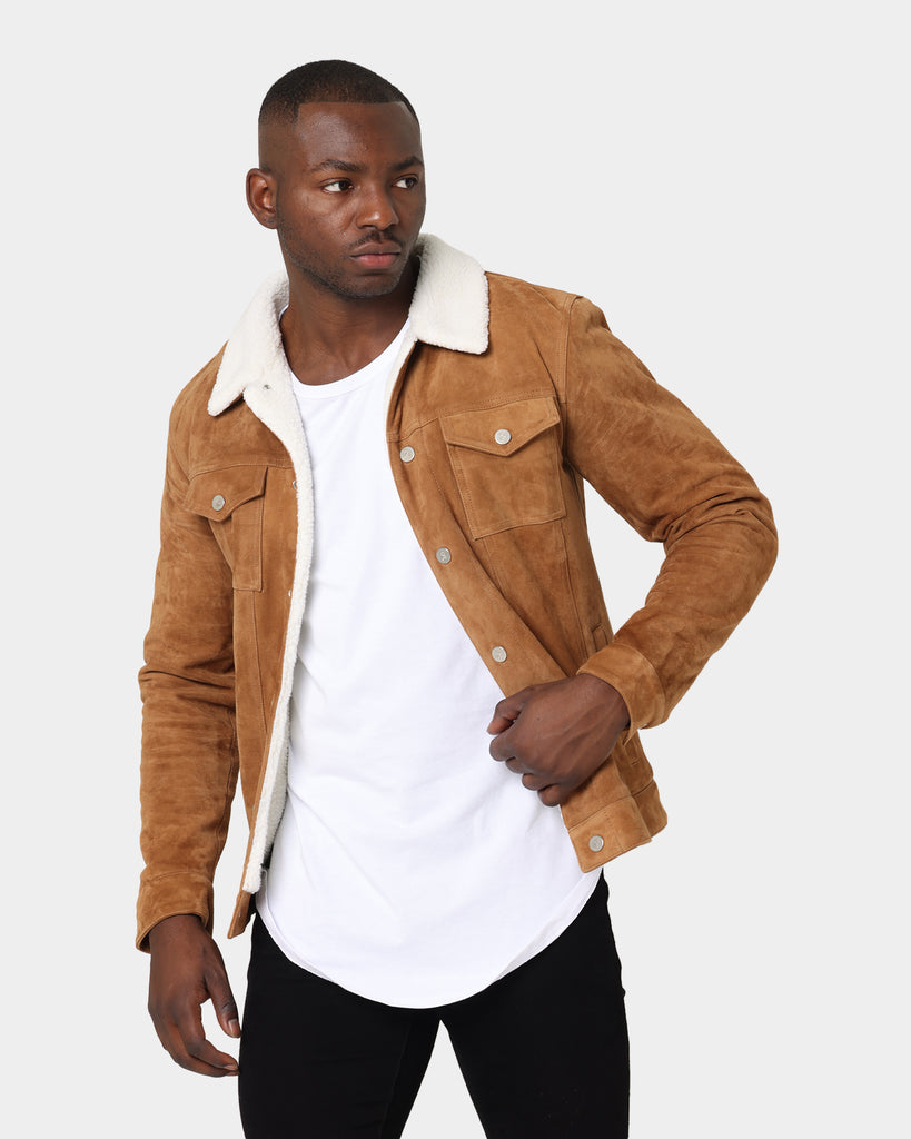 Suede sherpa trucker store jacket