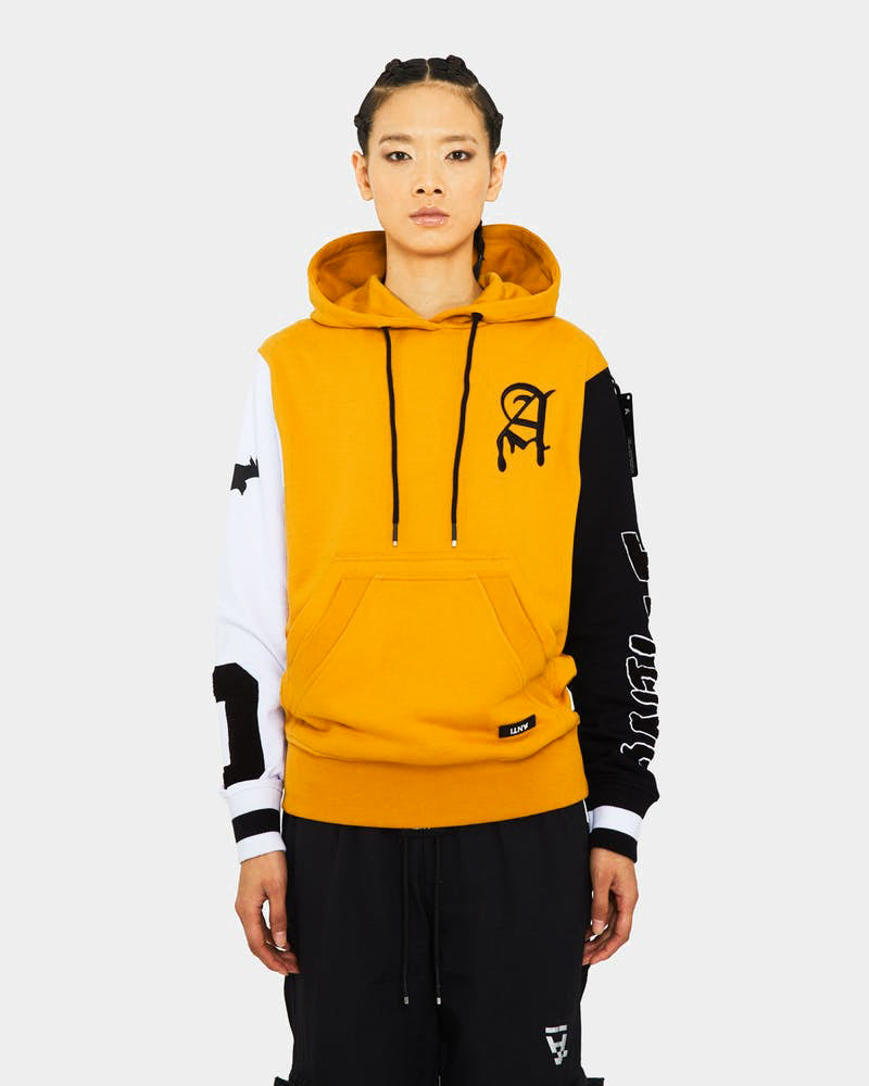 The Anti Order Corvus College Hoodie Mustard/Black/White | Culture Kings