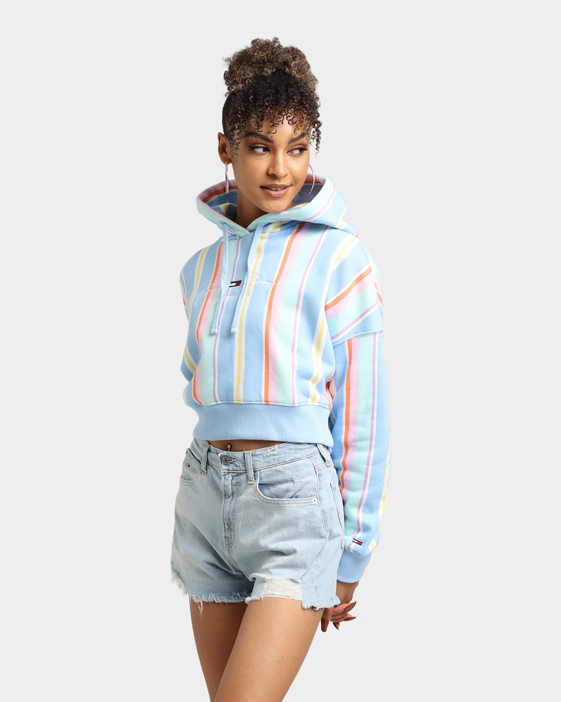 Tommy Jeans Women's Stripe Hoodie Light Powdery Blue | Culture Kings