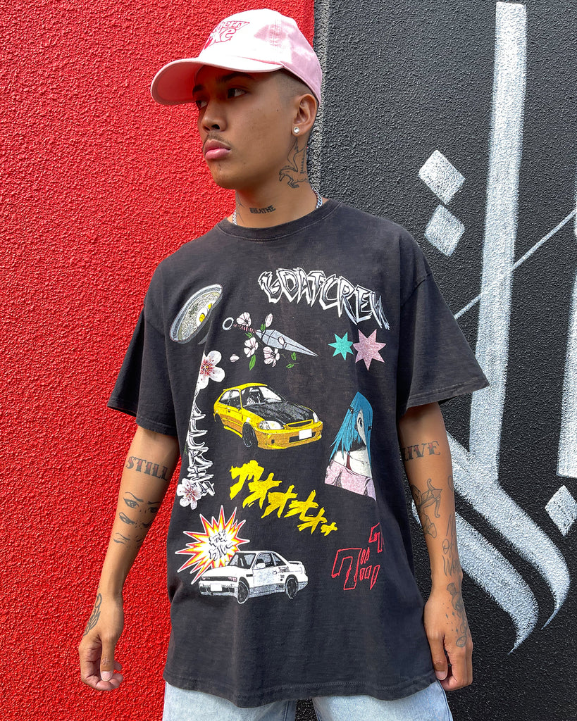 Goat Crew All Over Manga Vintage T-Shirt Black Wash | Culture Kings