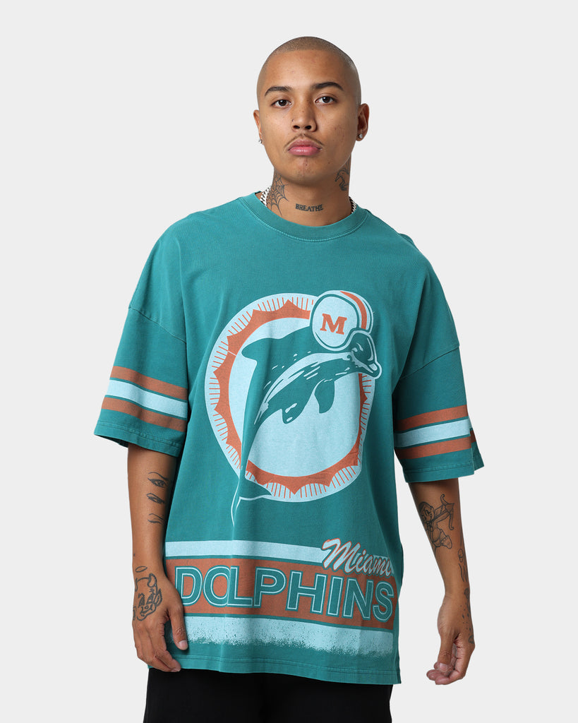 Mitchell & Ness Miami Dolphins Conference T-Shirt Faded Teal | Culture ...