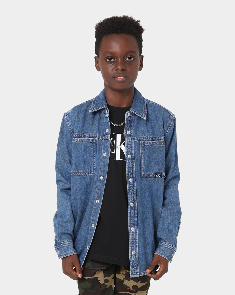 Calvin Klein Kids' Relaxed Denim Shirt Mid Blue Rigid | Culture Kings