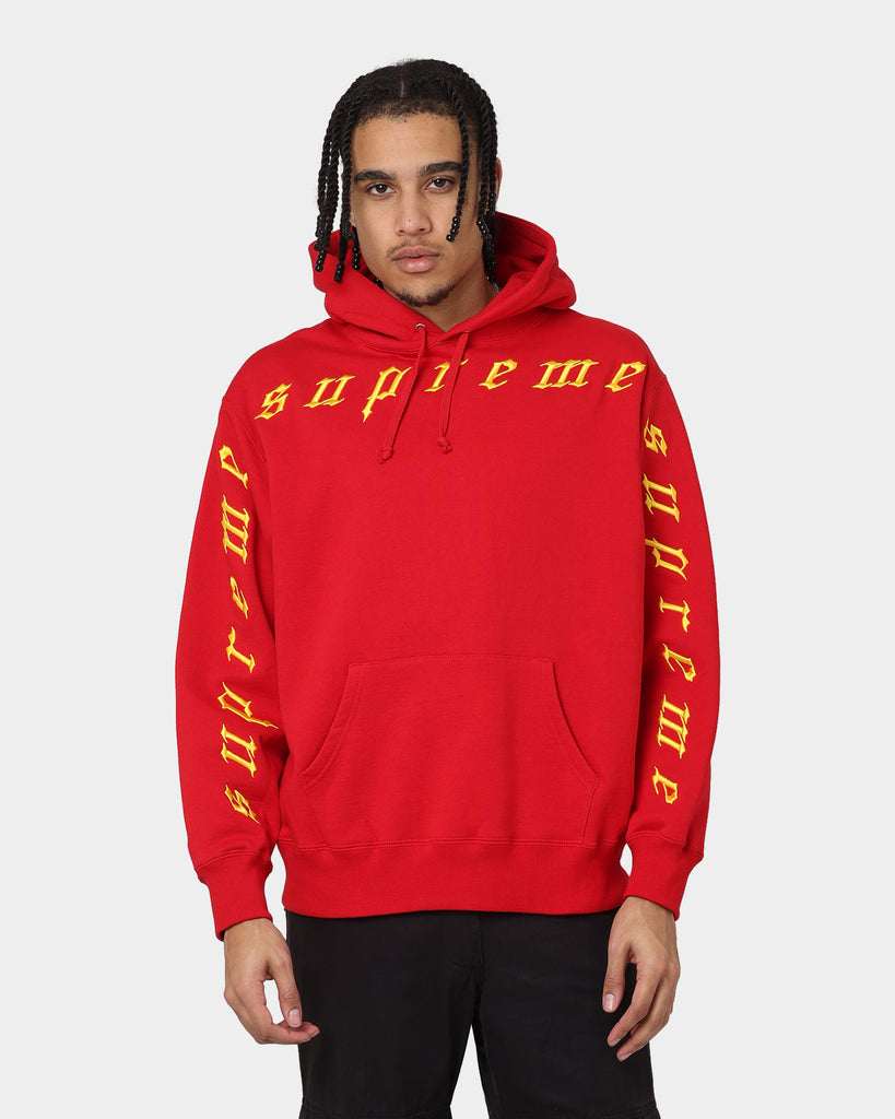 Supreme Raised Embroidery Hooded Sweatshirt Red | Culture Kings