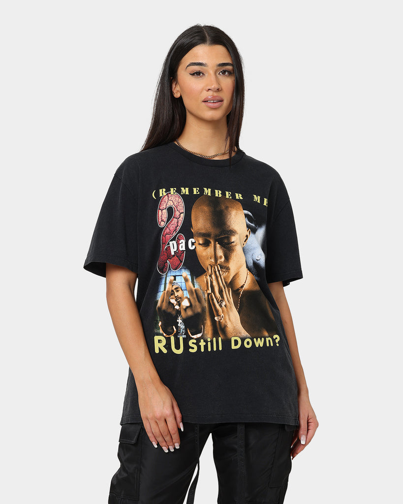 Tupac R U Still Down Homage Vintage T-Shirt Washed Black | Culture Kings