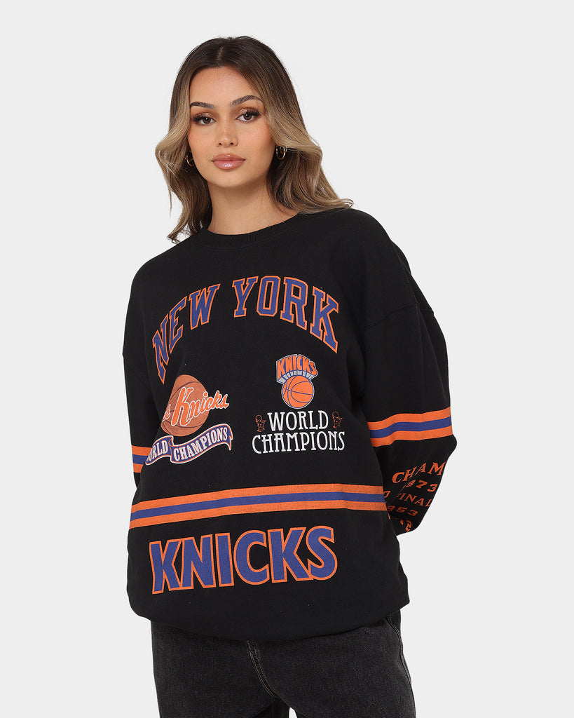New York Knicks World Champions Long Sleeve Tee - Faded Black - Throwback
