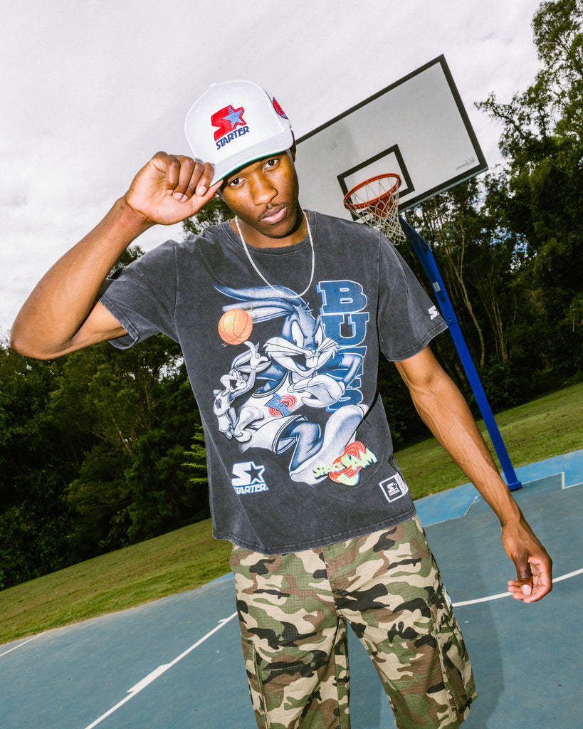 Starter X Space Jam Buggs Vintage T-Shirt Washed Black | Culture Kings