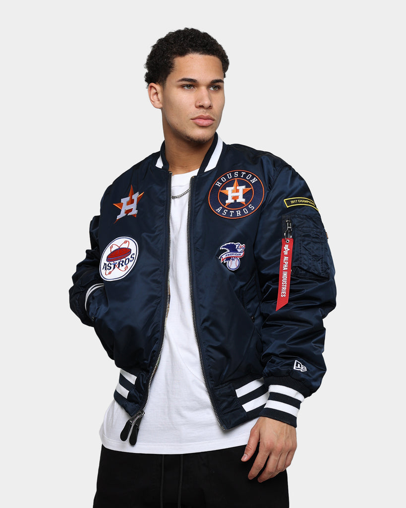 Maker of Jacket Fashion Jackets Navy Houston Astros Bomber Satin Full Zip